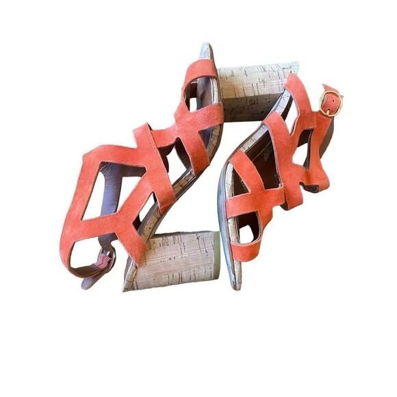Halogen Orange Suede Leather Cutout Sandal Heels - Picture 5 of 15